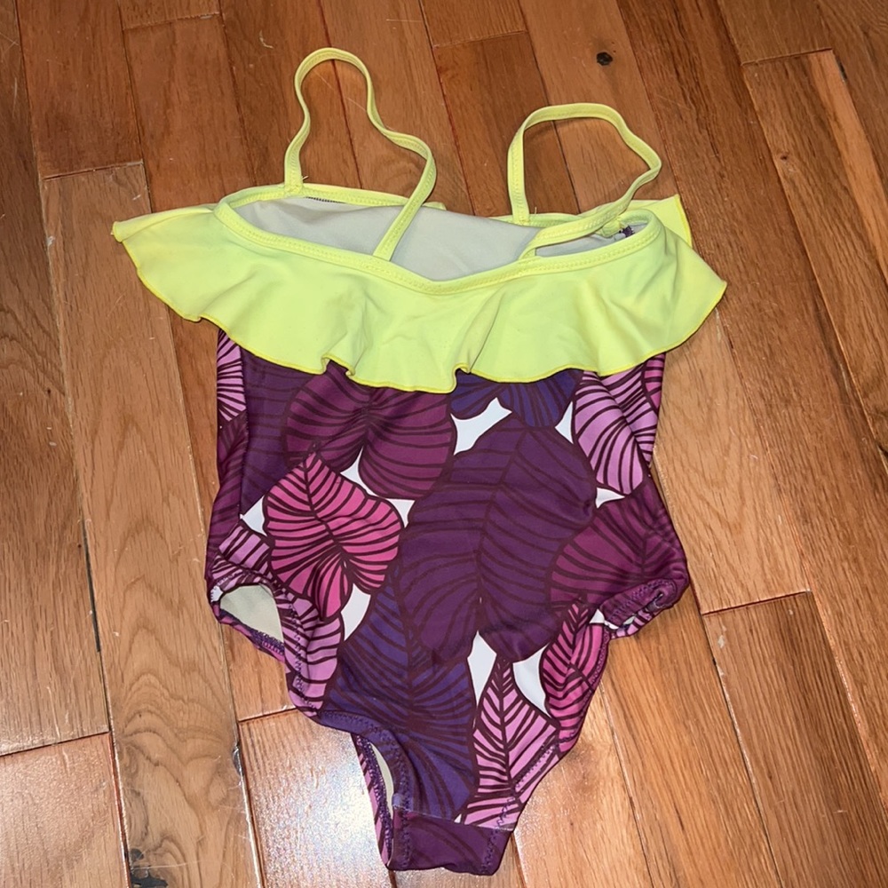 Pink Chicken Kids One-Piece Swimsuit in Purple and Yellow